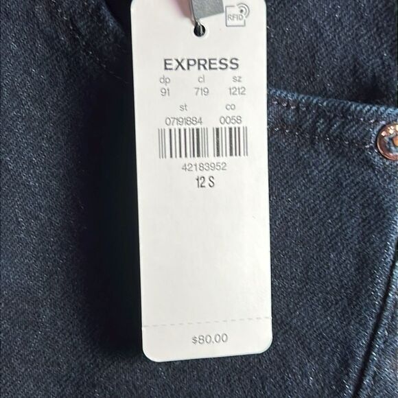 EXPRESS NWT 90s Skinny High Rise dark wash jeans size 12S - Picture 9 of 9